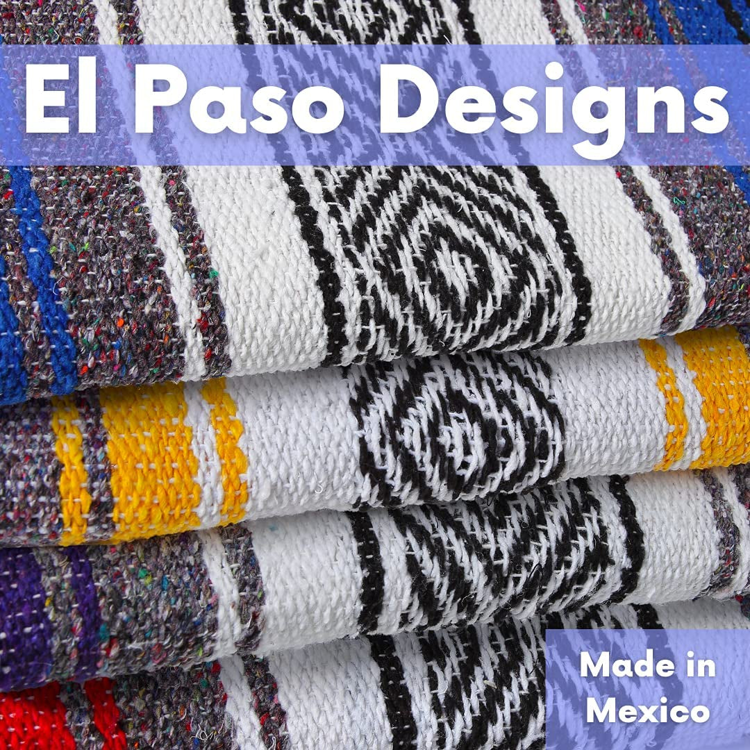 Mexican Yoga Blanket | Colorful Falsa Serape | Park Blanket, Yoga Towel, Picnic, Beach Blanket, Patio Blanket, Soft Woven Saddle Blanket, Boho Home Décor (Yellow)